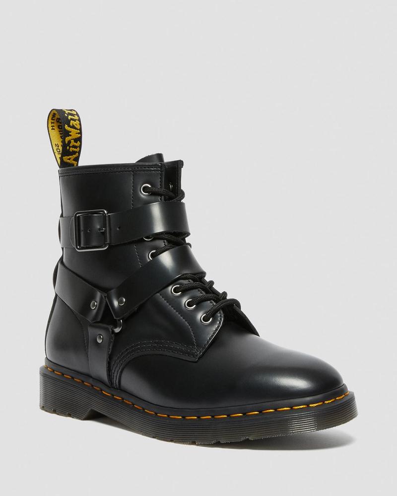 Men\'s Dr Martens Cristofor Leather Harness Lace Up Boots Black | AU 541KOR